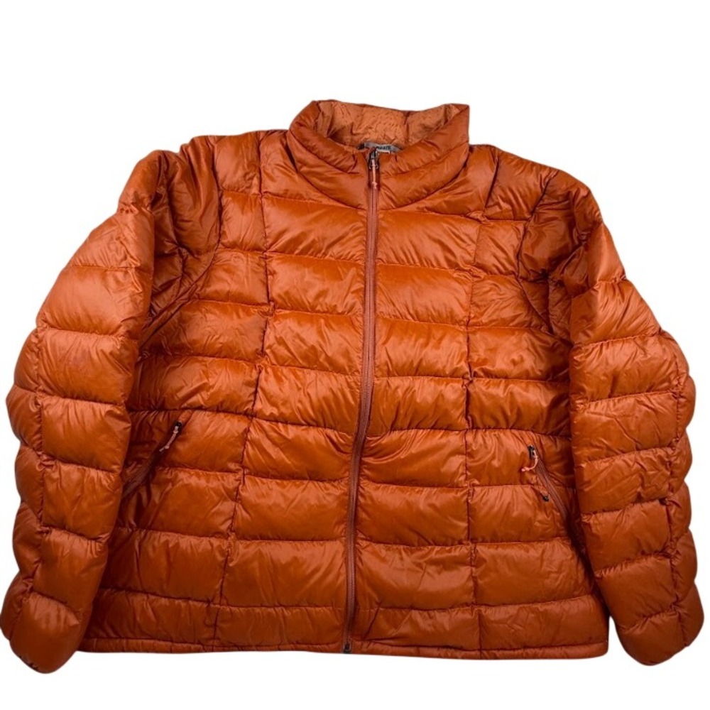 REI Co-op 650 Down Puffer Jacket XL Orange Full Zip Packable Quilted Padded